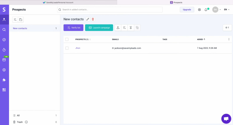 Snov.io and Facebook integration | Go to Snov.io and check the result