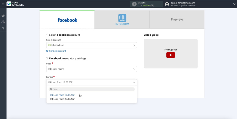 How to Create Intercom Leads from New Facebook Leads | Specify the forms
