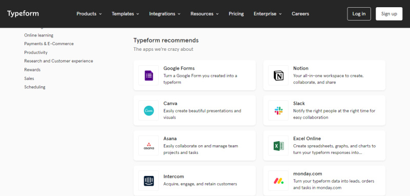 Typeform vs Google Forms | Интеграции Typeform