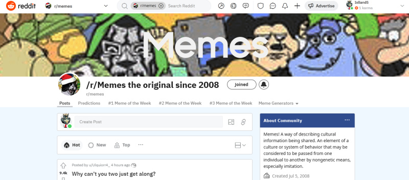 How to post on Reddit | Subreddit "r/memes"<br>
