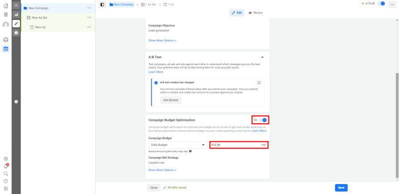 How to Set Up Facebook Lead Form Ads | Setting up a daily budget