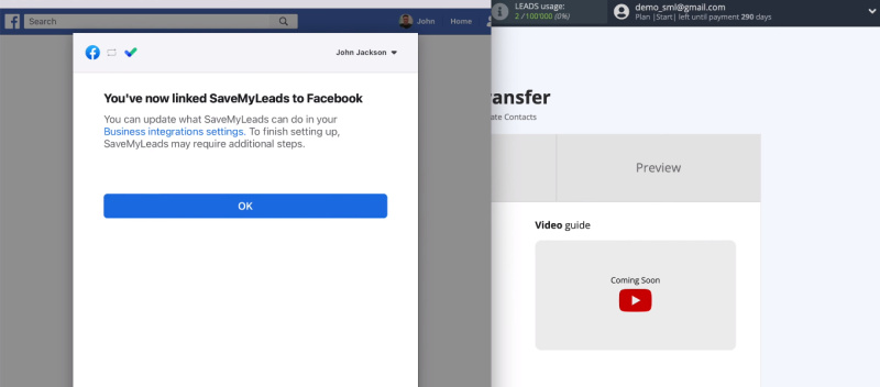 Facebook and Microsoft Dynamics 365 integration | The FB account is connected to the SaveMyLeads