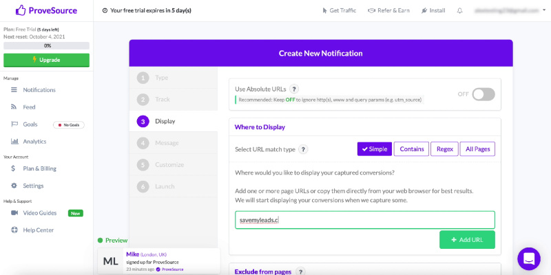How to Automatically Send Data to ProveSource from Facebook Leads | Enter site addresses