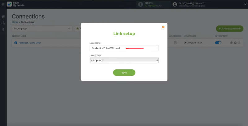 Facebook Lead Ads and Zoho CRM integration | Click “Save”
