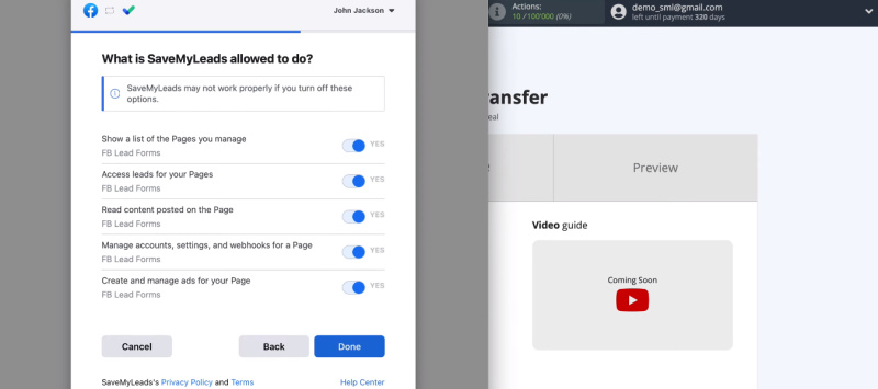 Facebook and Pipedrive integration | Leave the access checkboxes enabled