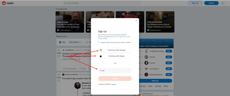 You need to choose how to create an account