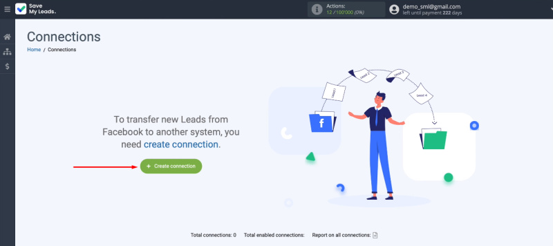 Facebook and MSG91 integration | Create connection