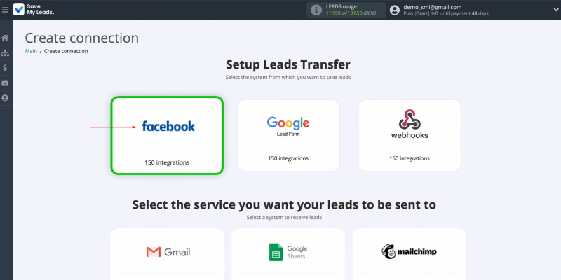Salesmsg and Facebook integration | Select the Facebook