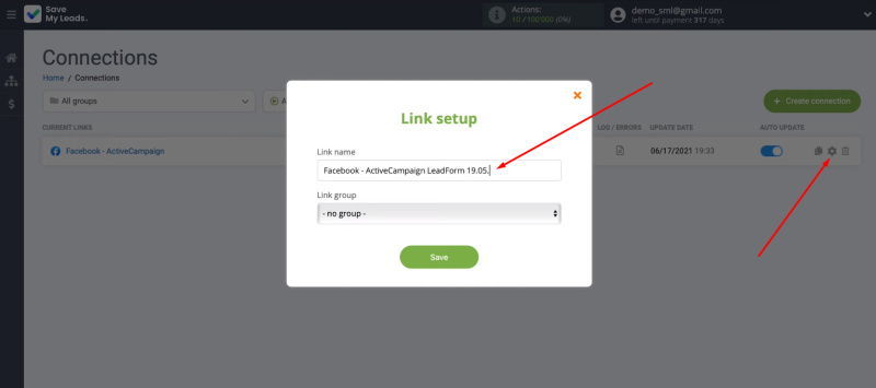 Facebook and ActiveCampaign integration | New connection name