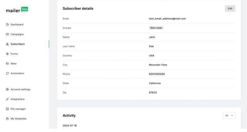 TikTok and MailerLite integration | Result of the data transfer to MailerLite