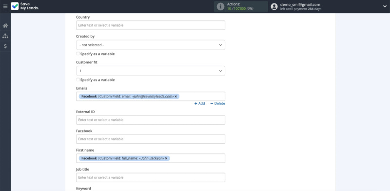 Facebook and Freshworks integration | Setting up data transfer to Freshworks, part 2