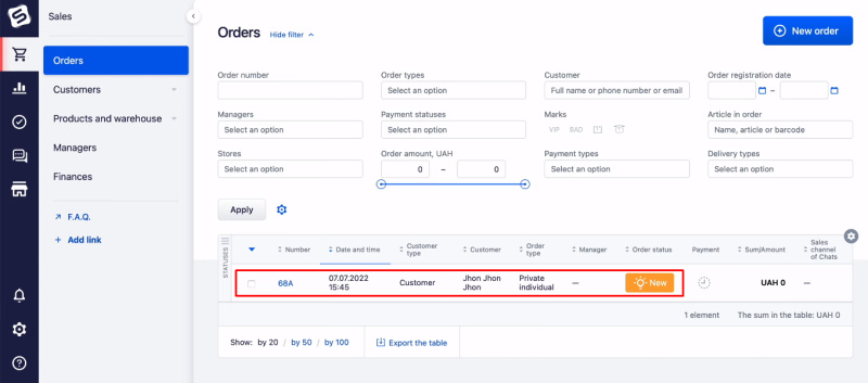 Facebook and Simla integration | Check for a new test order in Simla