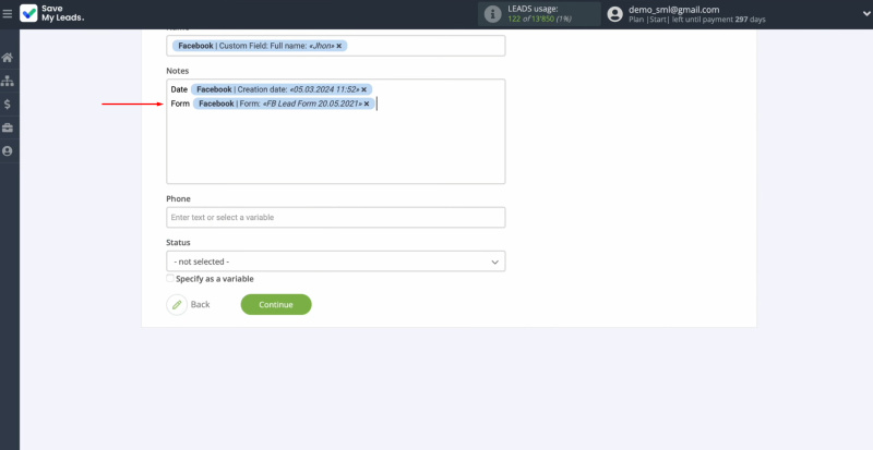 Airtable and Facebook integration | To go to the next line, press “Enter”
