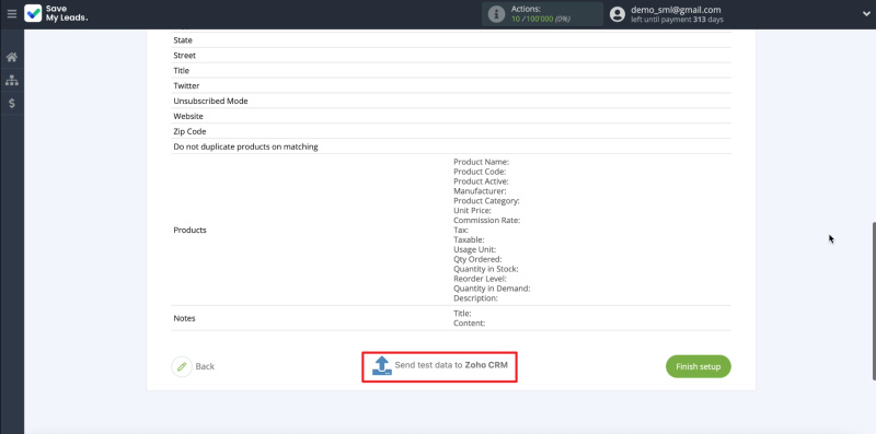 How to set up the upload of new leads from your Facebook ad account to Zoho CRM | Sending test lead data to Zoho CRM
