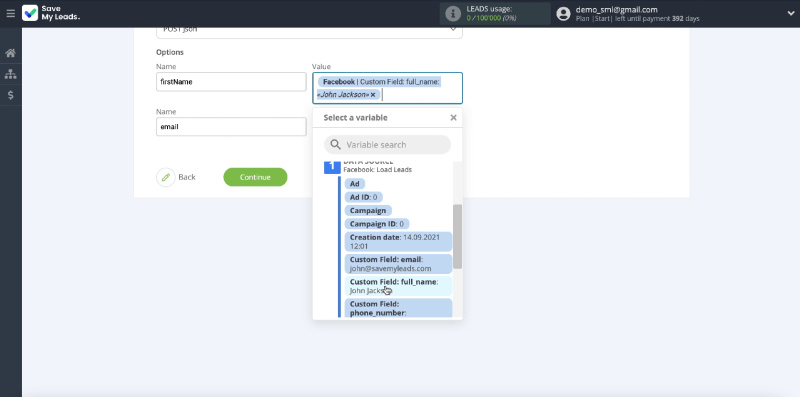 How to Automatically Send Data to ProveSource from Facebook Leads | Set the variable