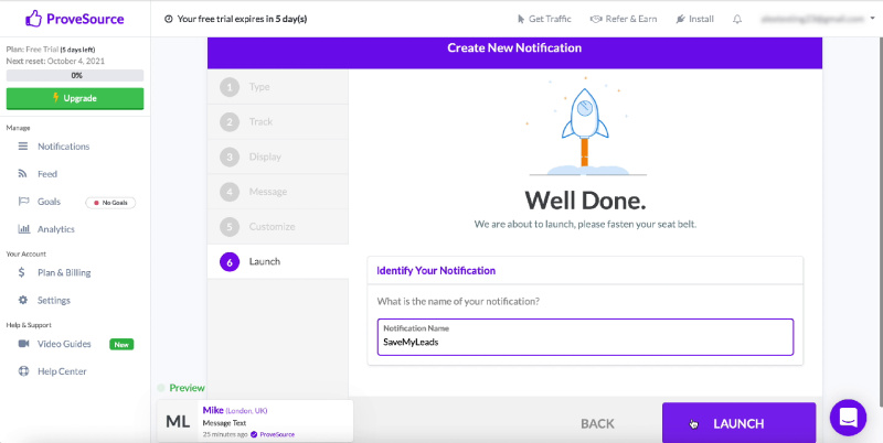 How to Automatically Send Data to ProveSource from Facebook Leads | Come up with a name for the new notification