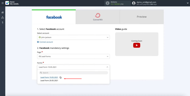 Facebook and ConvertKit integration | Specify the forms