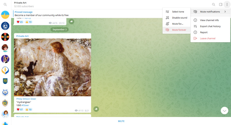 How to mute forever Telegram channel&nbsp;