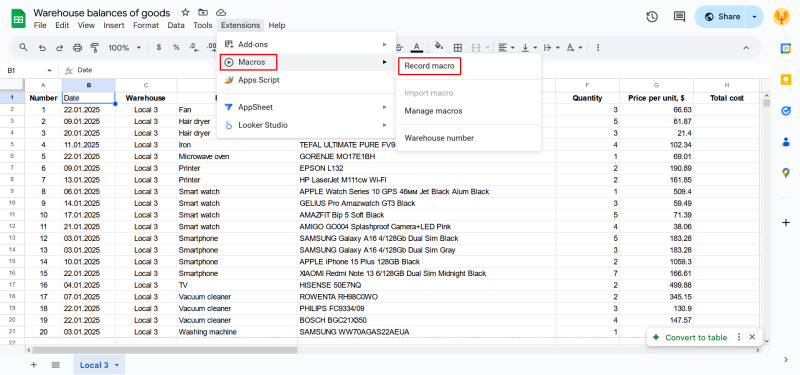 Creating a macro