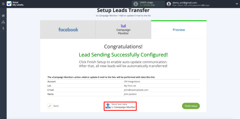 Facebook and Campaign Monitor integration | Sending uploaded data