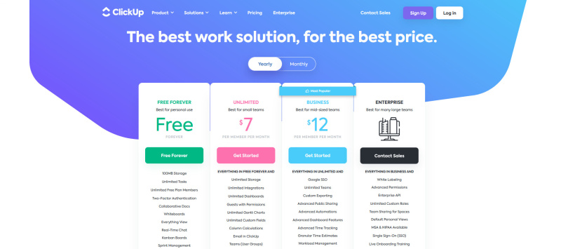 Pricing on ClickUp