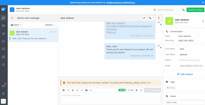 Salesmsg and Facebook integration | Go to Salesmsg and check the result