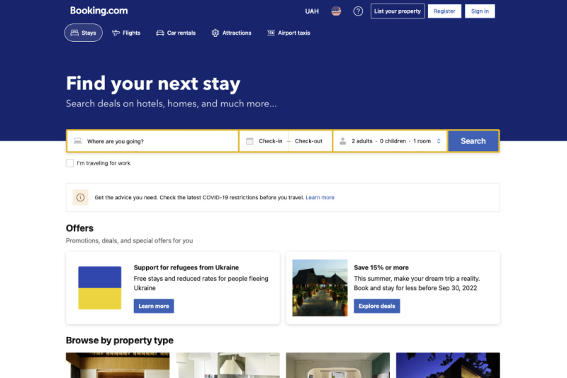 Booking official site