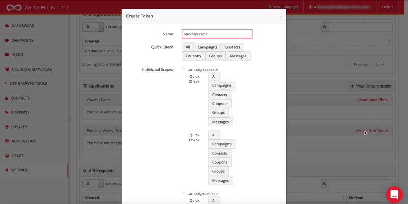 How to Send SMS via Mobiniti from New Facebook Leads | Write the name of the system