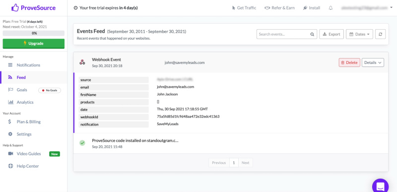 Facebook and Webhooks integration |&nbsp;Checking sent data