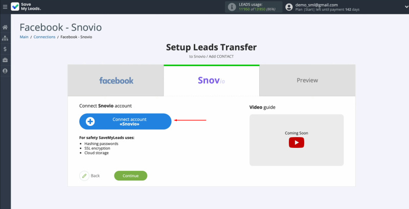 Snov.io and Facebook integration | Connect your Snov.io account to SaveMyLeads