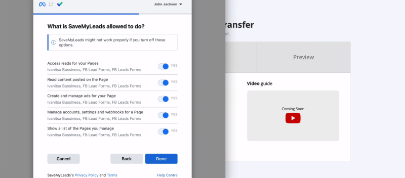 Facebook and iCloud integration | All access checkboxes must be enable