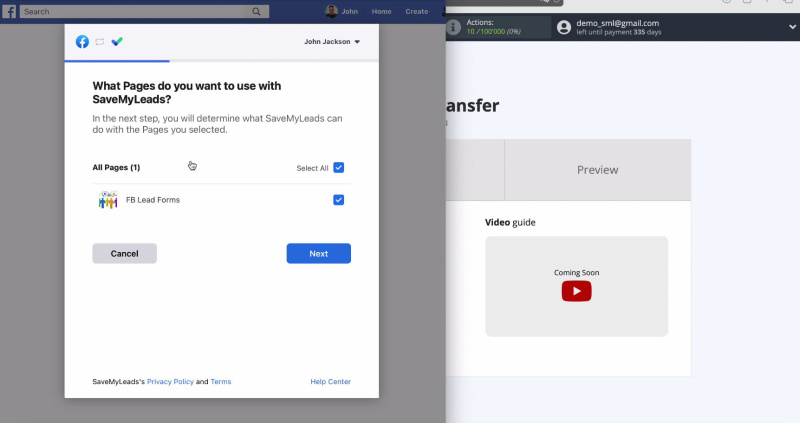 Facebook Lead Ads + Gmail Integration | Select the desired pages