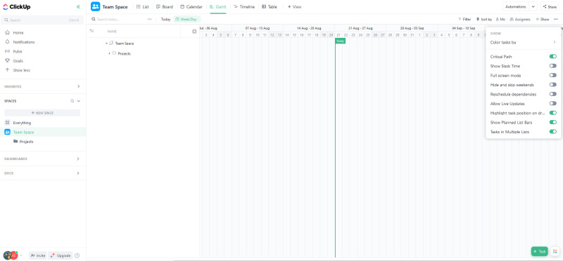 Critical Path on ClickUp