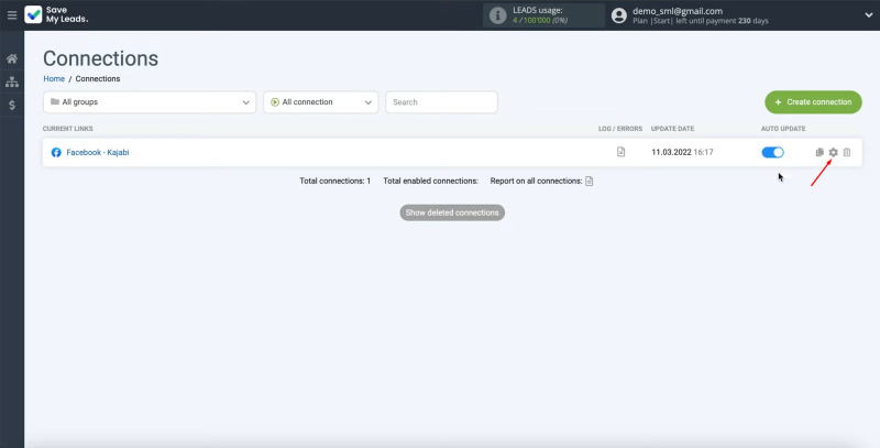 Facebook Leads Ads and Kajabi integration | Click on the gear icon