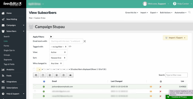 FeedBlitz and Facebook integration | Go to FeedBlitz and check the result