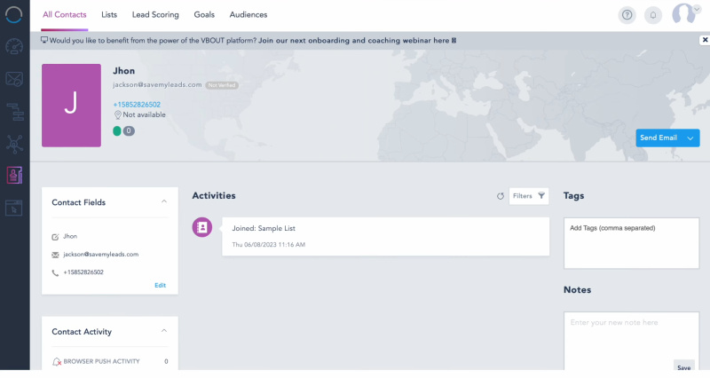 Facebook and Vbout integration | Result of connecting