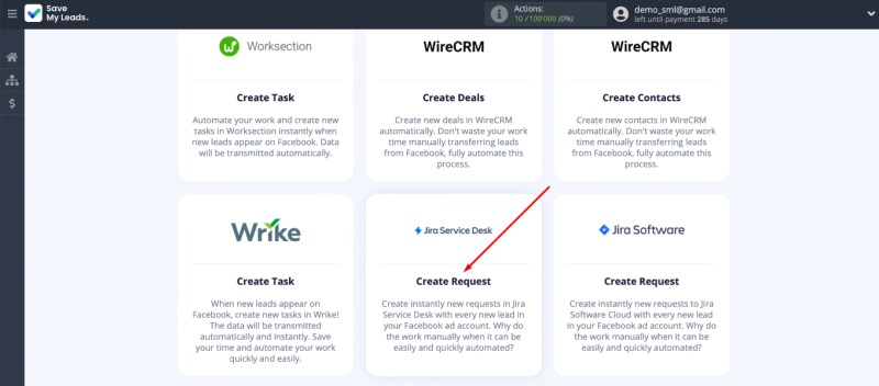 Facebook and Jira Service Desk integration | Choose the appropriate template