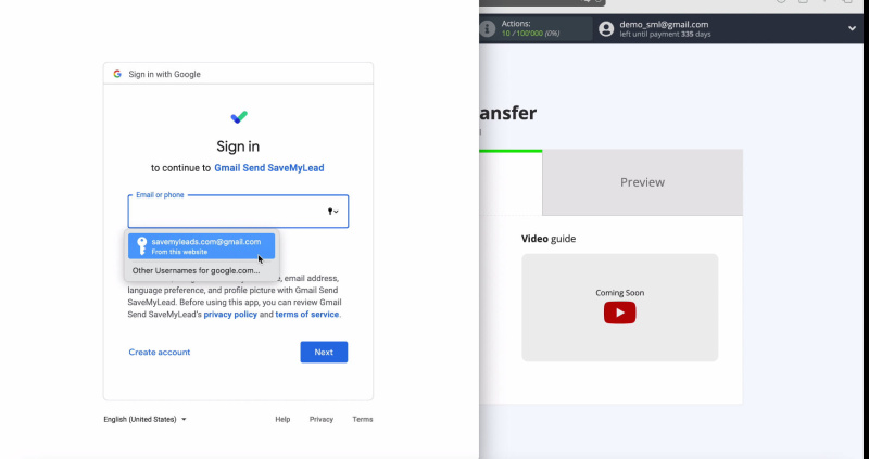 Facebook Lead Ads + Gmail Integration | Specify the login and password Gmail your email