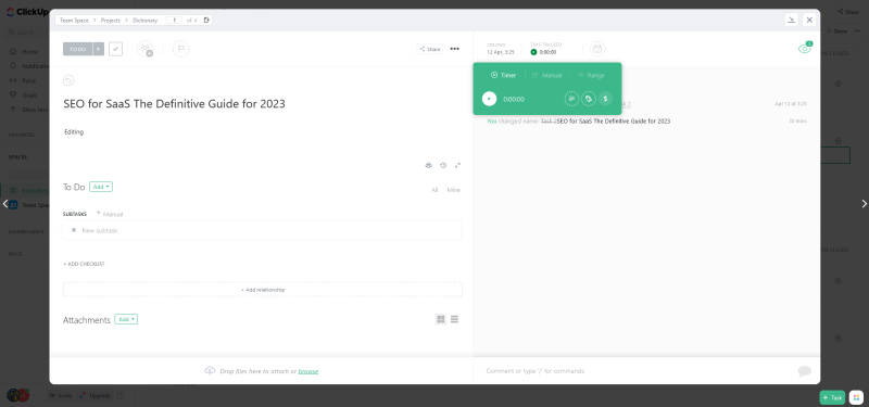 Time tracking on&nbsp;ClickUp