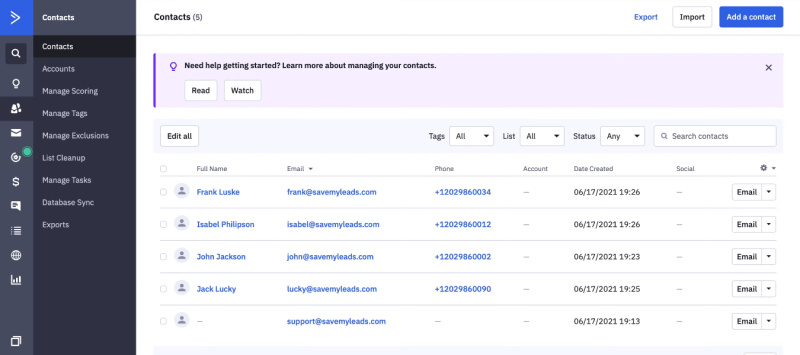 Facebook and ActiveCampaign integration | Contacts in&nbsp;ActiveCampaign