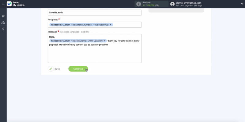 Facebook and Mobile Text Alerts integration | Continue Configuring