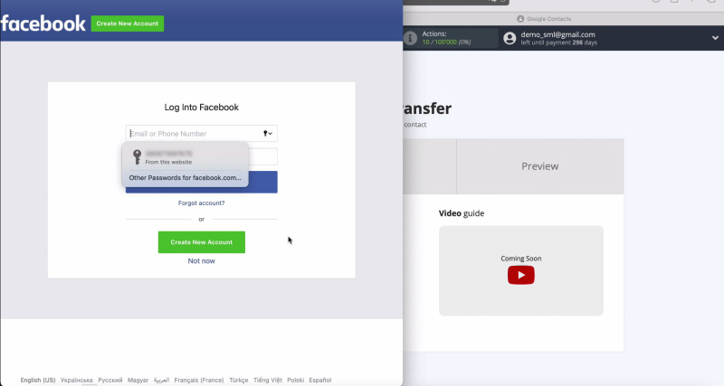Facebook and Google Contacts integration | Click Edit Settings