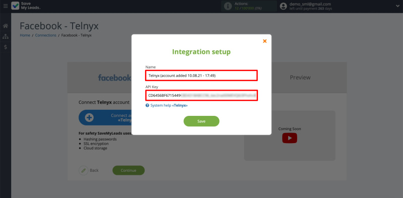 Entering data to connect