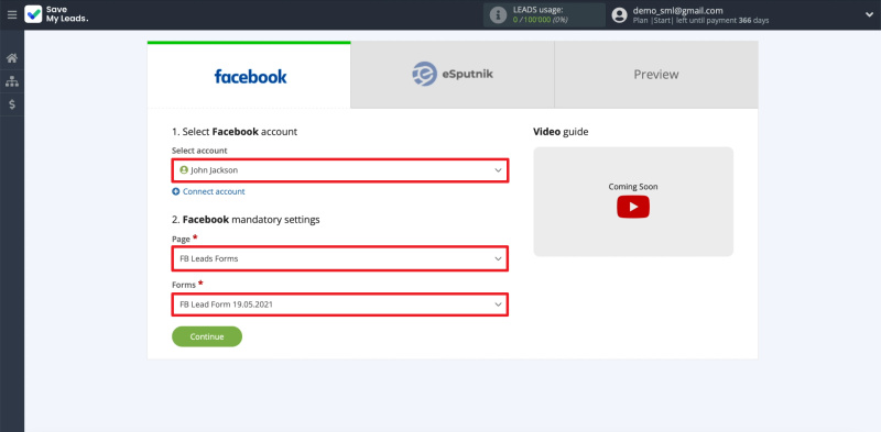 Facebook and eSputnik integration |&nbsp;Setting up lead uploads