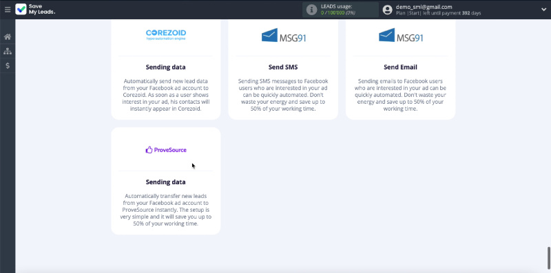 How to Automatically Send Data to ProveSource from Facebook Leads | Select service template
