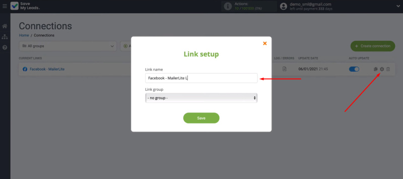 Facebook and MailerLite integration | Link setup