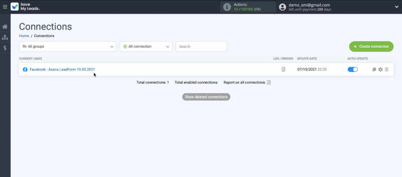 Transfer leads from Facebook Lead Ads to Asana | Auto-update configured
