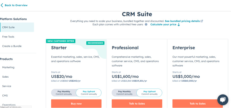 HubSpot pricing
