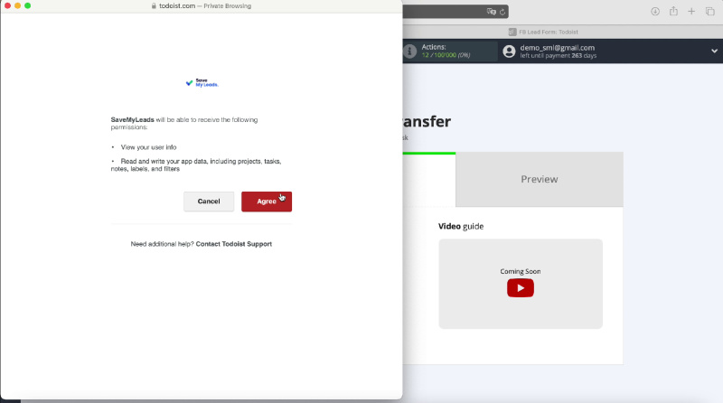 How to Create Todoist Tasks from New Facebook Leads | Grant permission