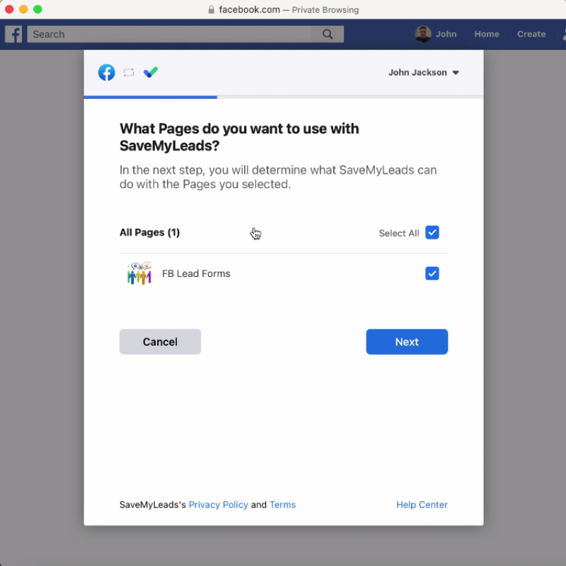 Facebook and Aweber integration | Check all pages